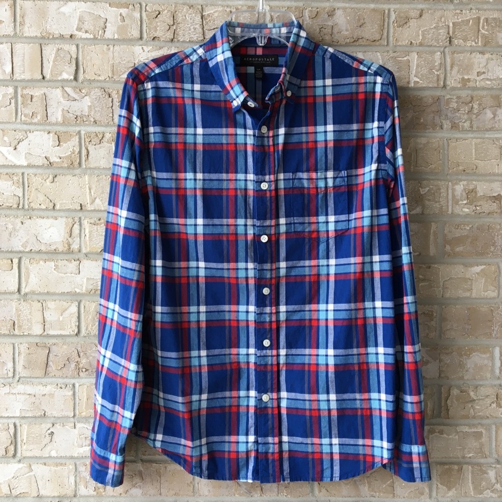 Aeropostale Plaid Button Up Long Sleeves Shirt S